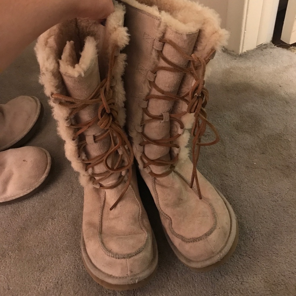 Ugg boots rare lace-up size 10 (41) beige cream