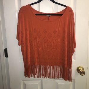 Orange fringe top