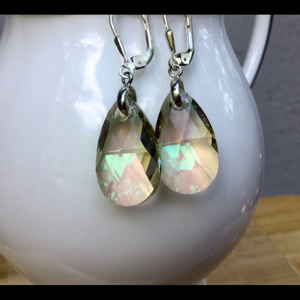 Striking luminous Green Fancy Crystal Earrings