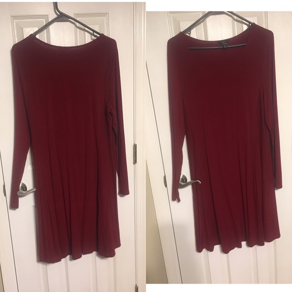 Maroon Long Sleeve Dress