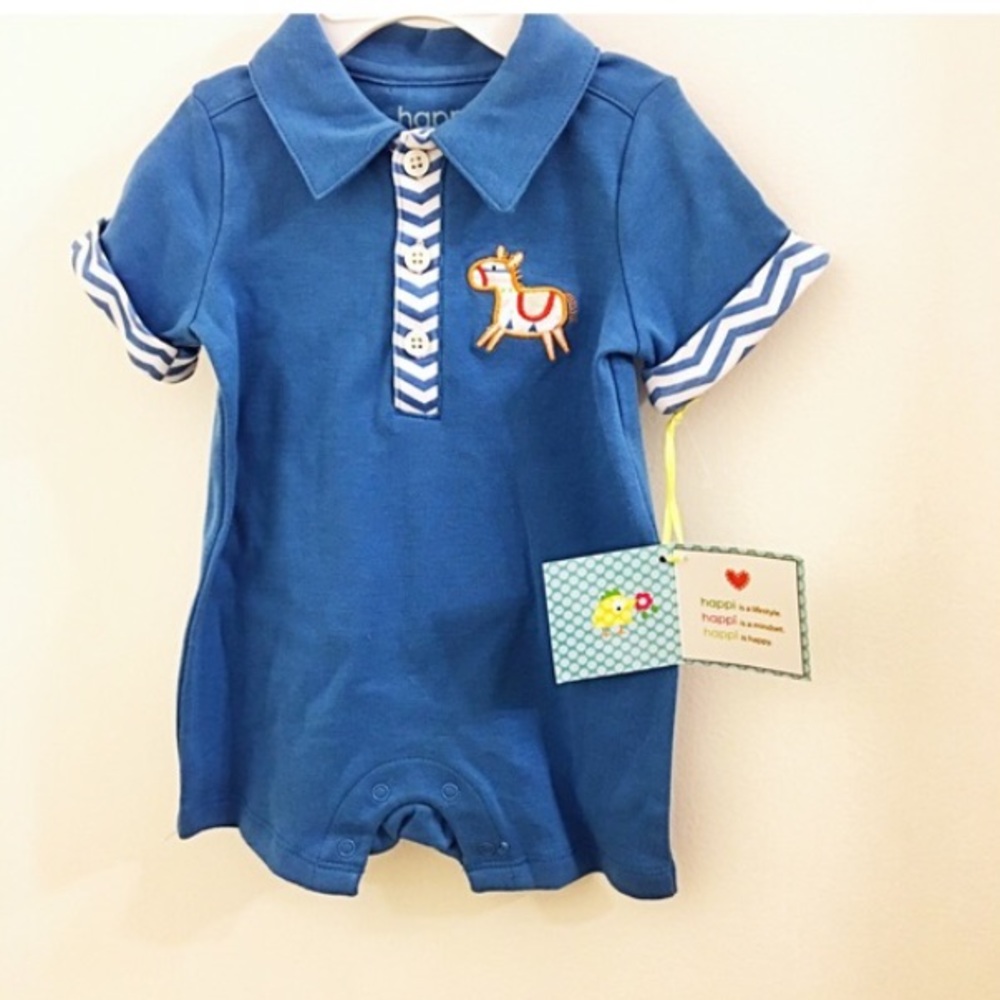 NEW Baby Boy Blue Romper Bodysuit / Onesie Shorts