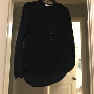 Sheer long sleeve navy colored blouse