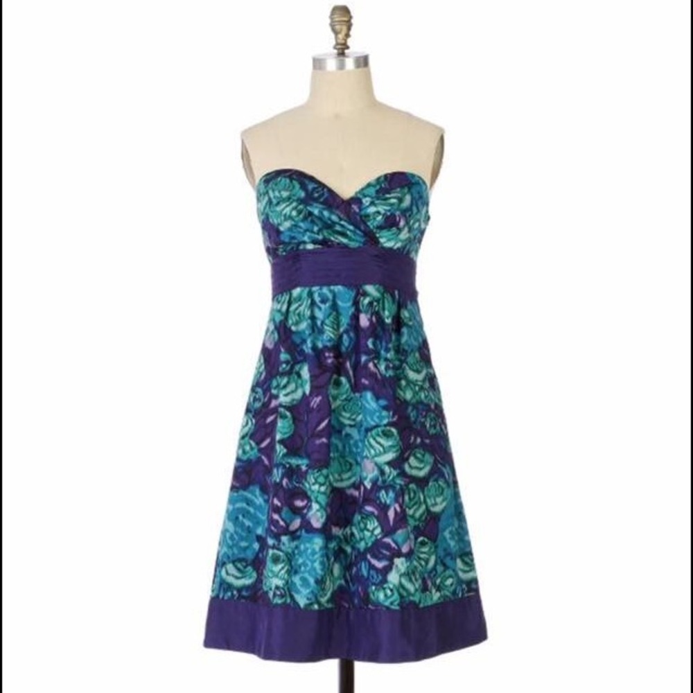 Anthro Moulinette Soeurs Alloy Strapless dress
