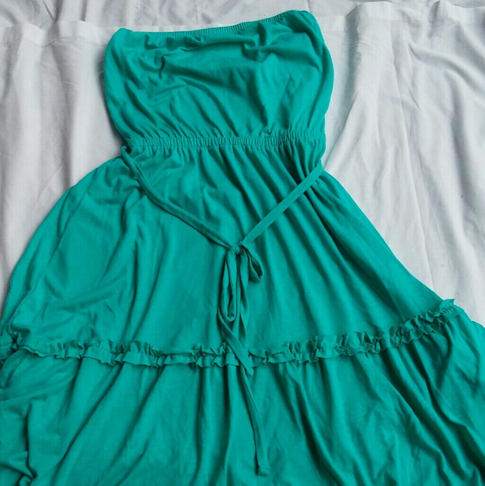 Teal Hi-Low Beach Dress