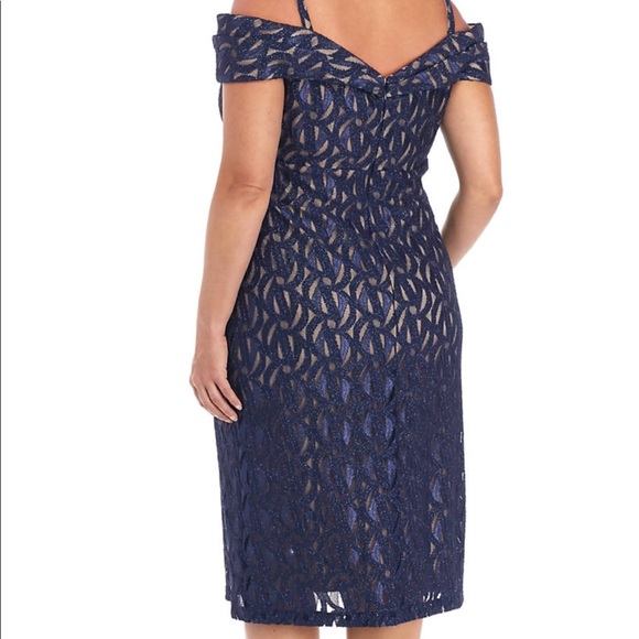 R M RICHARDS PLUS SIZE OFF THE SHOULDER LACE DRESS - Picture 2 of 4