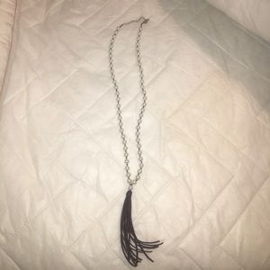 Leather and pearl layering necklace