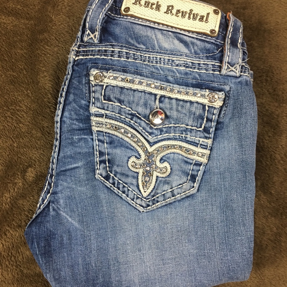 Rock Revival Med Wash Boot Cut Jeans Size 26