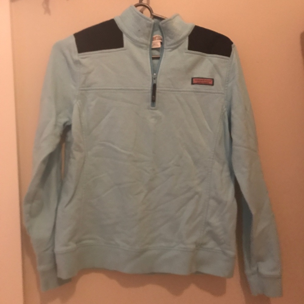 vineyard vines baby blue shep quarter zip