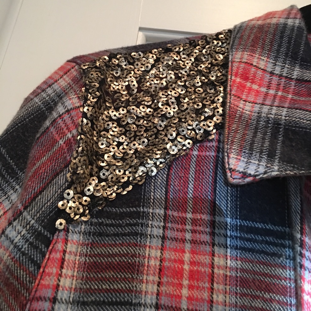 Free People sequined flannel shirt - size M