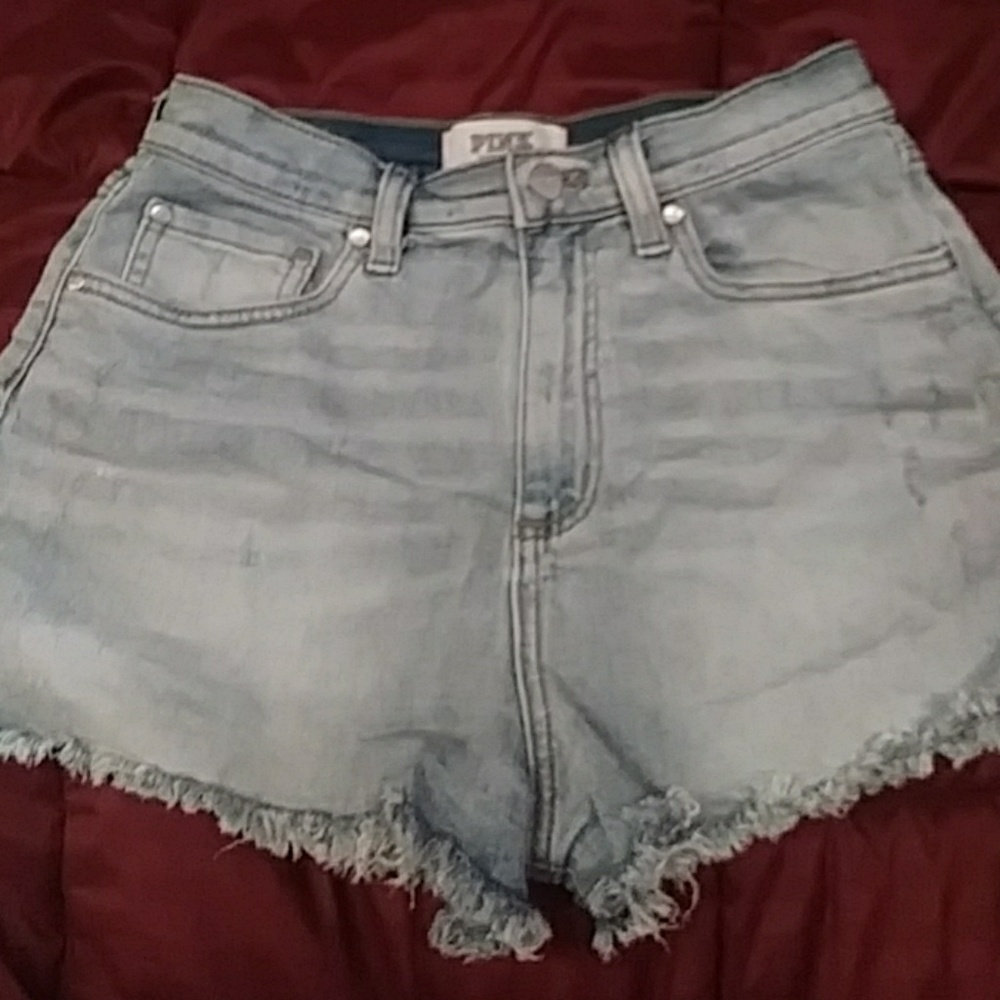 VS Pink HighWaisted Denim Shorts Size 8
