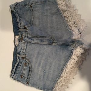Free People Jean Shorts With Lace