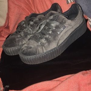 Puma fenty sneakers- grey velvet, women's size 7.5
