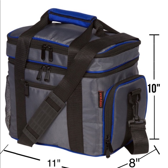 Cozy Bear Lunch Cooler Bag Grey with Blue Trim - Picture 2 of 7