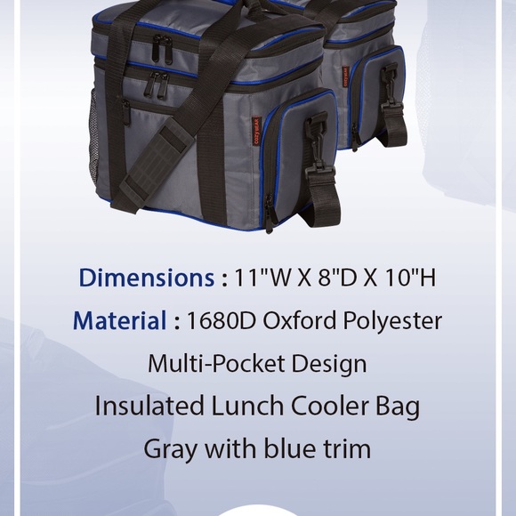 Cozy Bear Lunch Cooler Bag Grey with Blue Trim - Picture 3 of 7