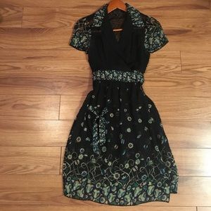 Vintage Anna Sui silk floral print wrap dress 0
