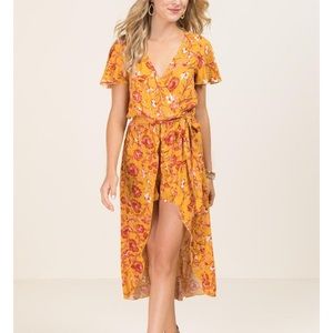[francesca's] Yellow/Marigold maxi romper