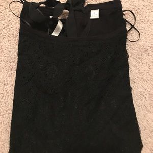 Black lace detail long sleeve top