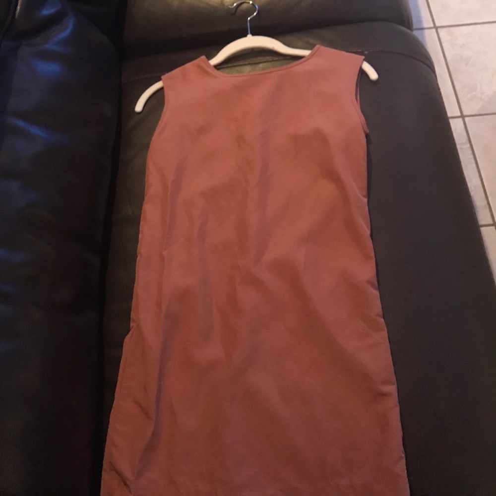 Morton and Mabel rust colored dress.