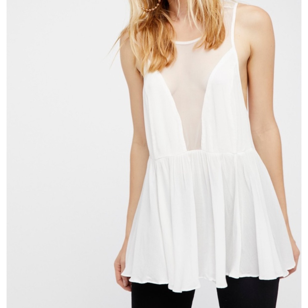 Free People Black Marble Cami (white)