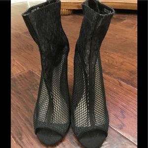 Black Mesh Peep Toe Booties
