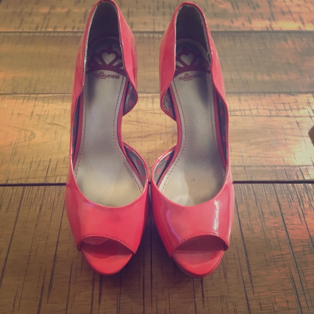 Coral Red Platform Heels (DSW)