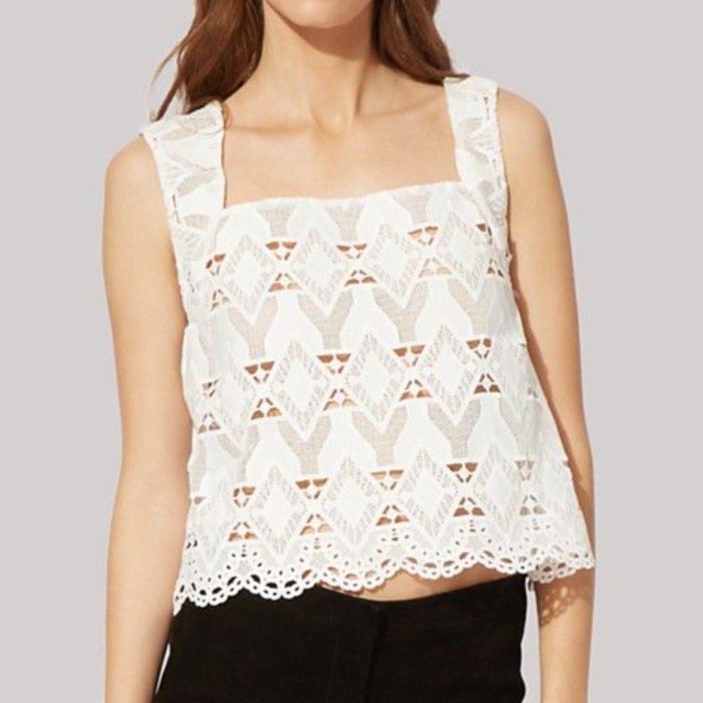 Maje Linda Geometric Lace Top