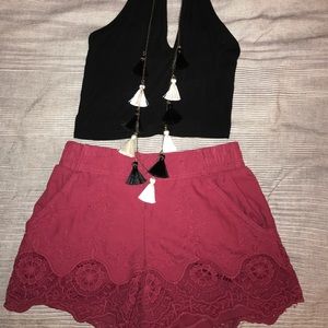 Target red lace shorts