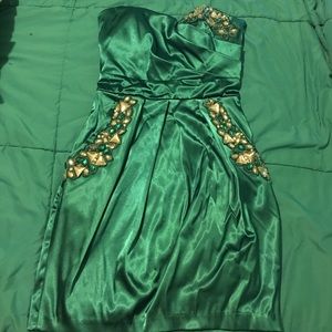 Strapless teal rhinestone dress size 7/8