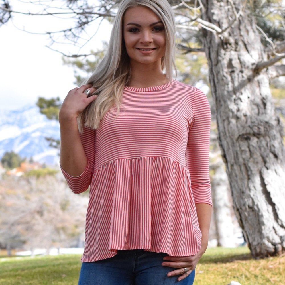 Pink Stripe Peplum