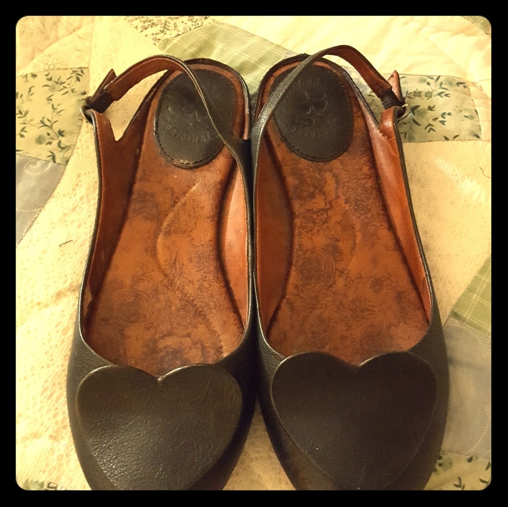 Lucky Brand Becky 💓 Heart Front Flat Slingbacks