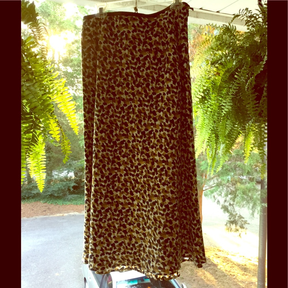 Talbots's silk and linen midi skirt cheetah print