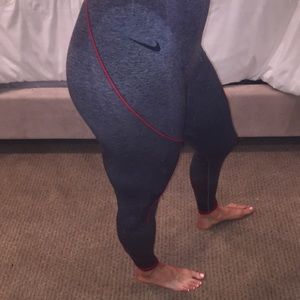 Nike Pro Tights • Size Small • Gray / red trim
