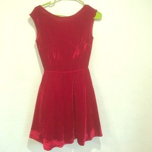 Tobi Red Velvet Backless Dress