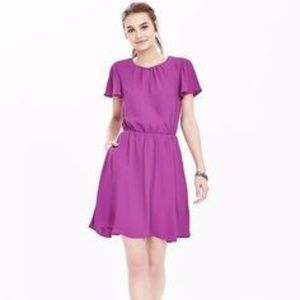 Banana Republic Keyhole Flutter-Sleeve Dress (XS)