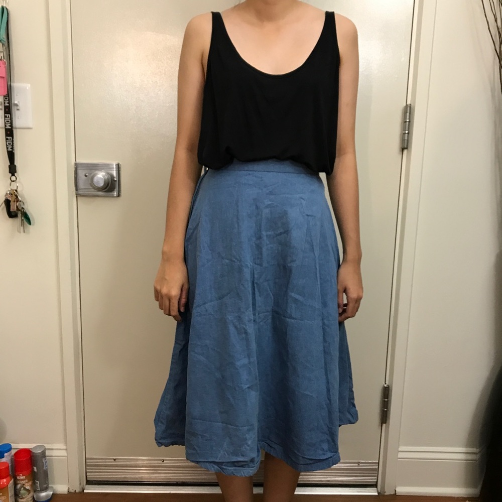 Zara Denim Midi Skirt - S