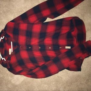 Red and navy blue Hollister flannel