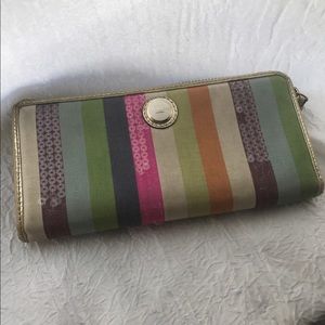 Coach wallet multicolor stripe