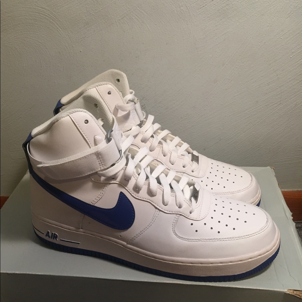 Nike Air Force 1 high white royal blue leather af1