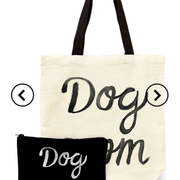 "DOG MOM" CANVAS TOTE AND MAKE UP BAG BUNDLE PACK - Picture 3 of 4