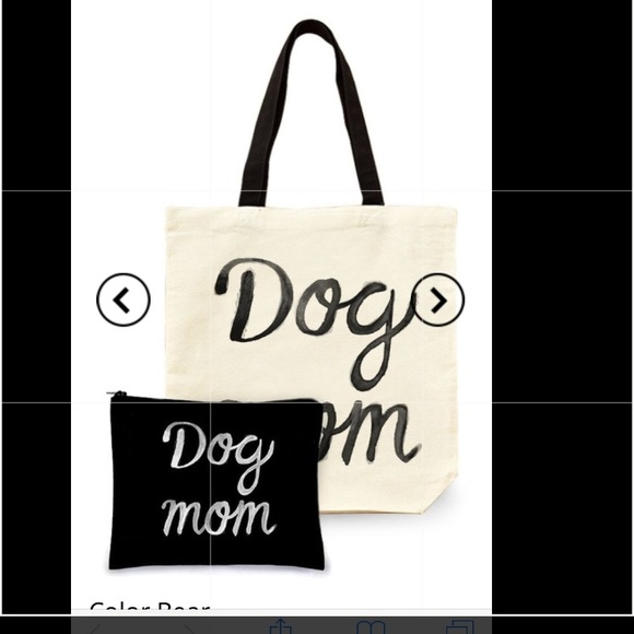 "DOG MOM" CANVAS TOTE AND MAKE UP BAG BUNDLE PACK - Picture 2 of 4