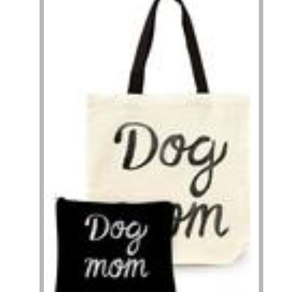 Handbags - "DOG MOM" CANVAS TOTE AND MAKE UP BAG BUNDLE PACK
