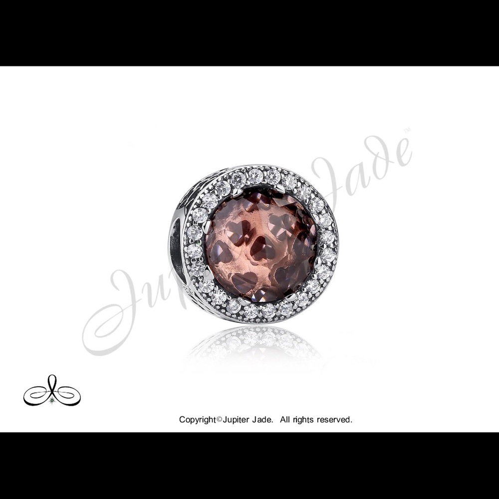FREE S/H  925 Silver CZ Solitaire bracelet charm - Fits Pandora