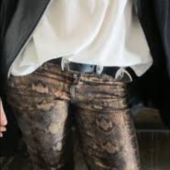 INC International Concepts Denim - Snakeskin Print Denim Skinny Fit Jeans