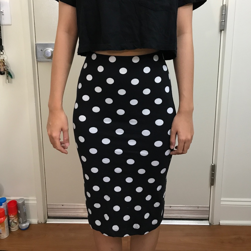 F21 Polka Dot Pencil Skirt - S