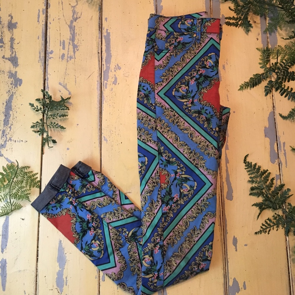 Topshp print moto jeans