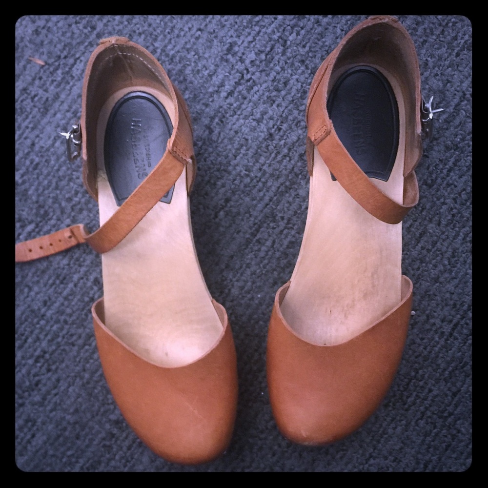 Swedish Hasbeens tan platform