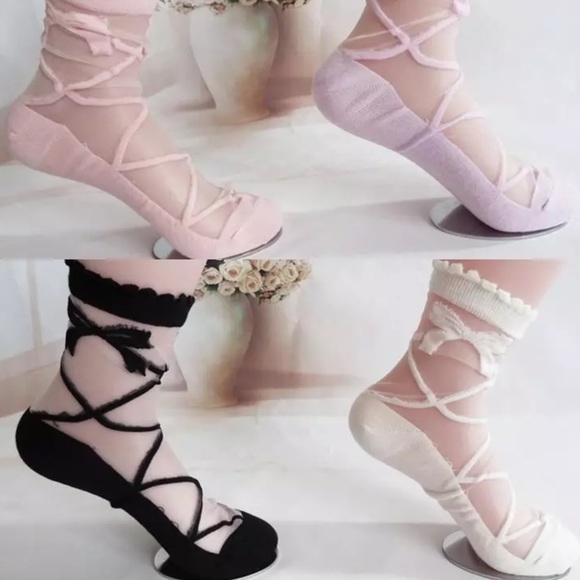 Lollipop candy ballet bow corset ankle socks Lolita gothic dollbaby sexy heels - Picture 3 of 3