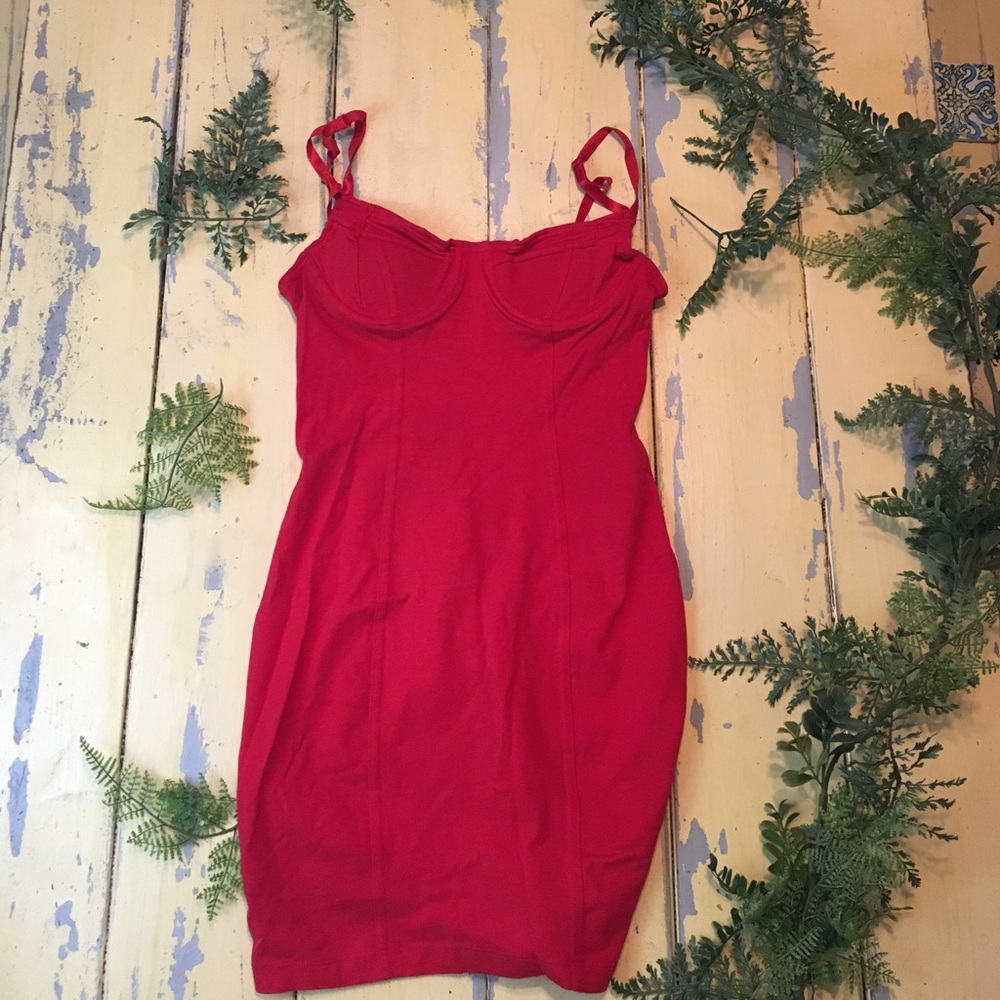 Red American Apparel bra dress added padding 😉