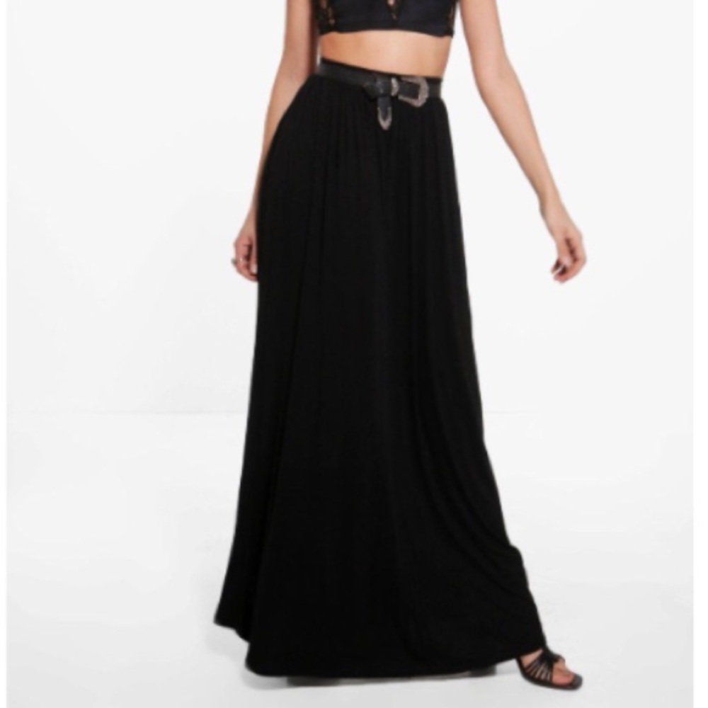 Black jersey maxi skirt