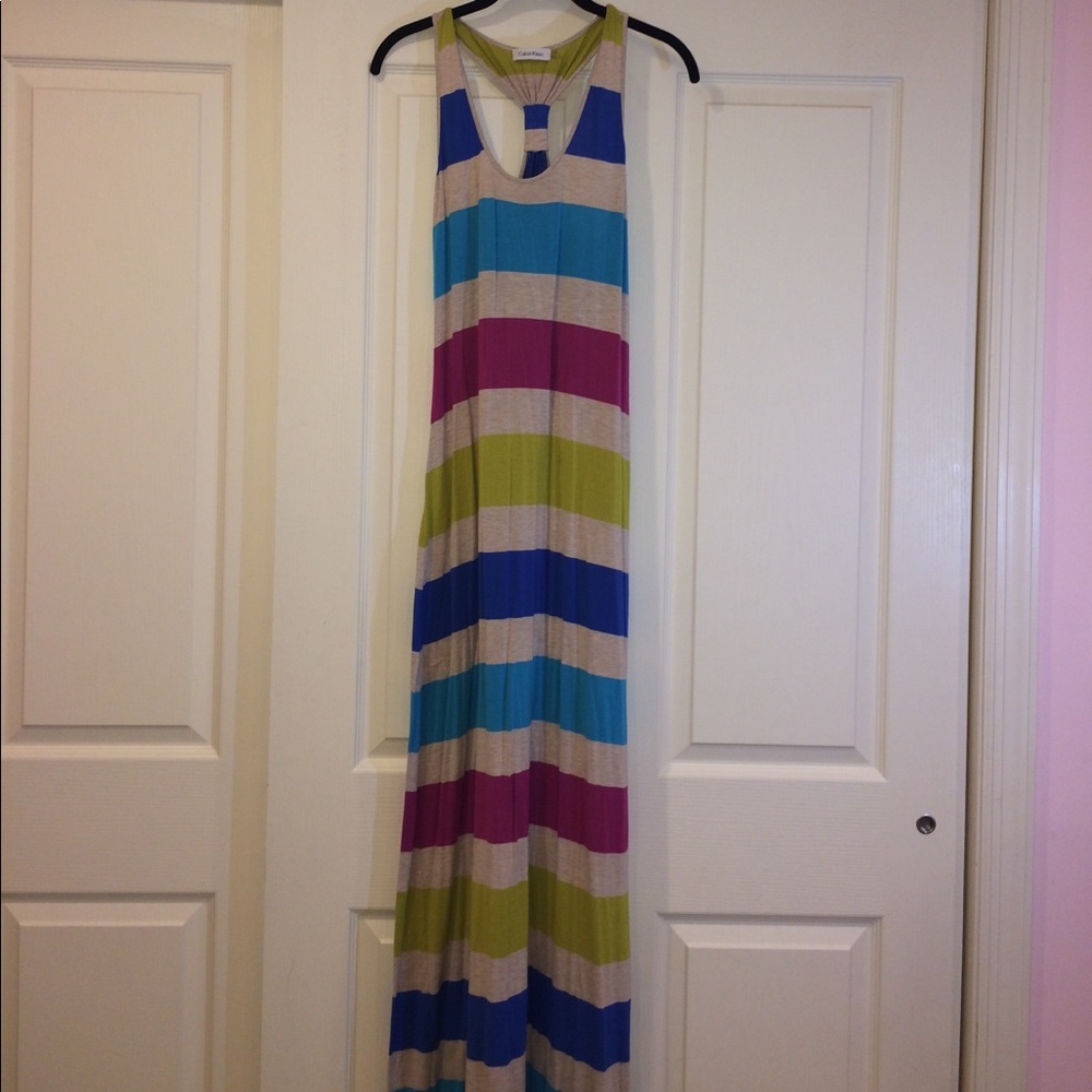 Calvin Klein Striped Maxi Dress